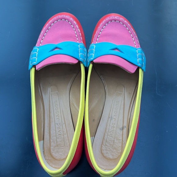 Marc Jacobs Leather Loafers Color Blocked Sz 36.5/6.5 Pink Red Yellow Turquoise - Picture 3 of 10